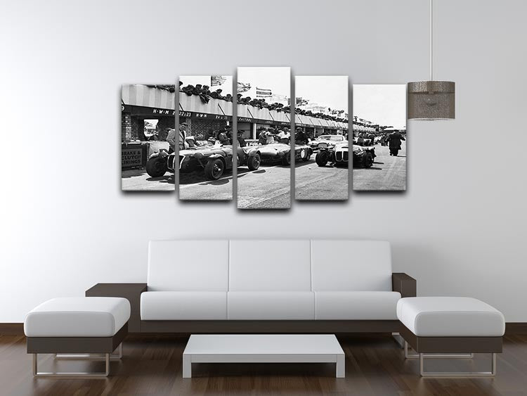 The pit lane at the British Grand Prix at Silverstone in 1953 5 Split Panel Canvas - Canvas Art Rocks - 3