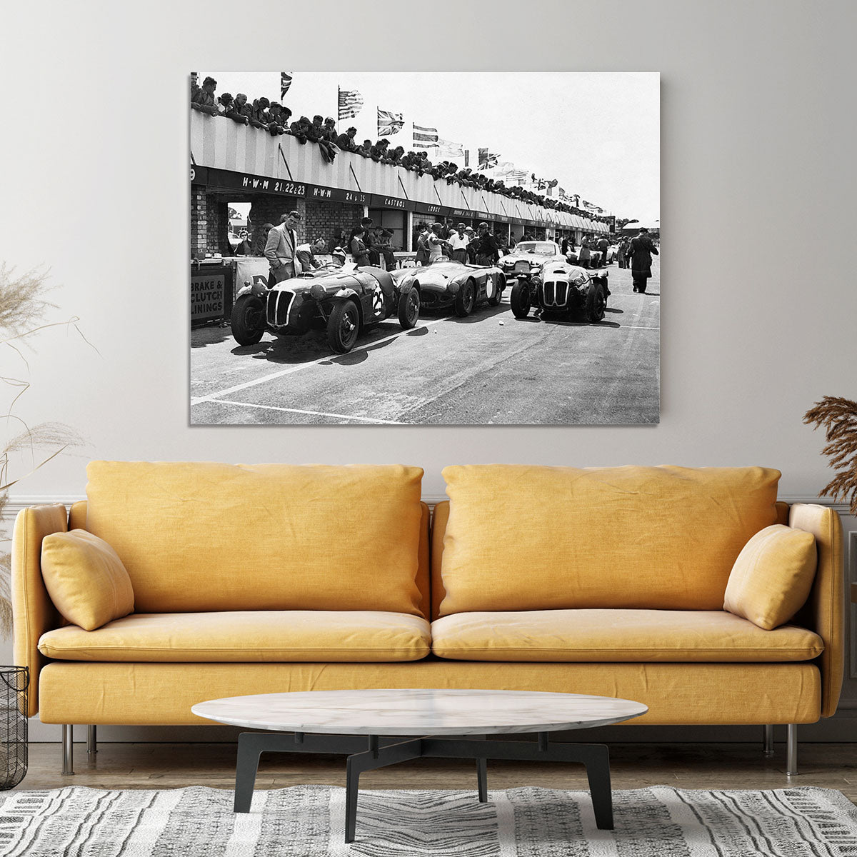 The pit lane at the British Grand Prix at Silverstone in 1953 Canvas Print or Poster - Canvas Art Rocks - 4