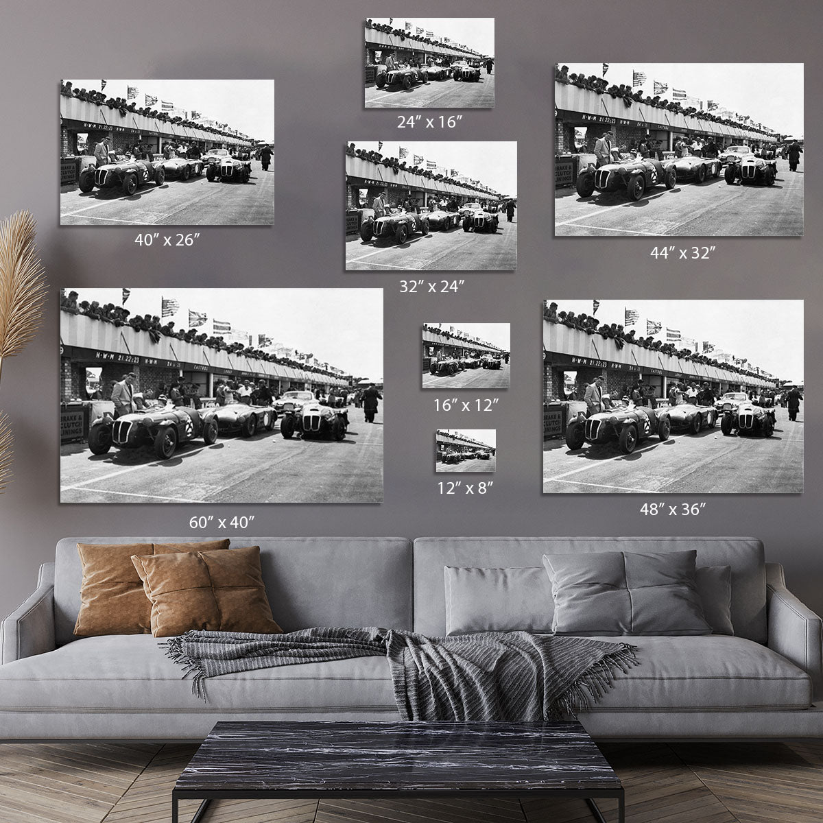 The pit lane at the British Grand Prix at Silverstone in 1953 Canvas Print or Poster - Canvas Art Rocks - 7