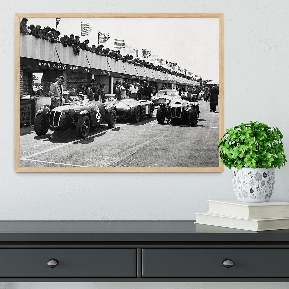 The pit lane at the British Grand Prix at Silverstone in 1953 Framed Print - Canvas Art Rocks - 4