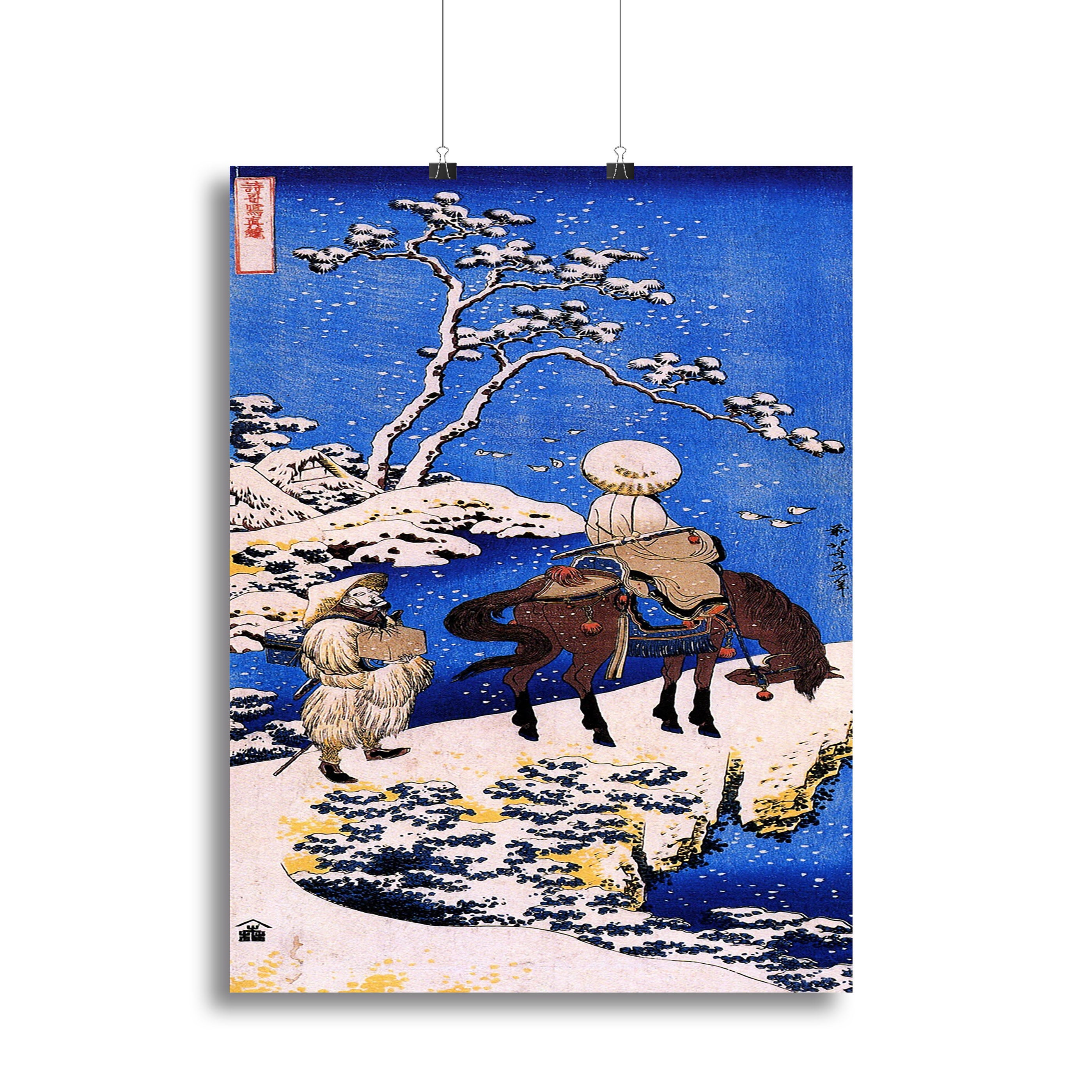 The poet Teba on a horse by Hokusai Canvas Print or Poster - Canvas Art Rocks - 2