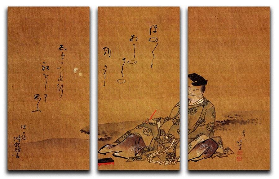 The poet by Hokusai 3 Split Panel Canvas Print - Canvas Art Rocks - 1