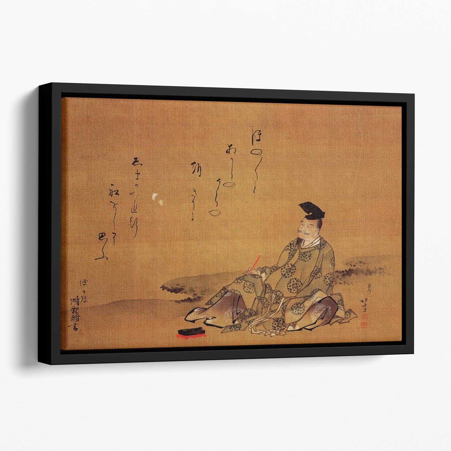 The poet by Hokusai Floating Framed Canvas