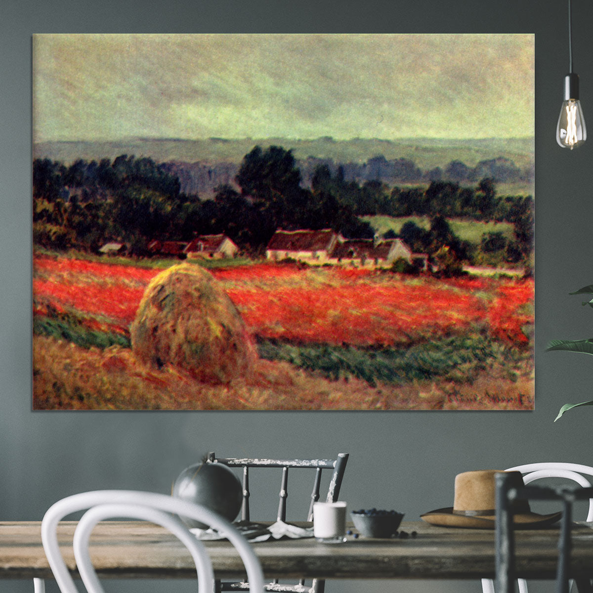 The poppy Blumenfeld The barn by Monet Canvas Print or Poster - Canvas Art Rocks - 3
