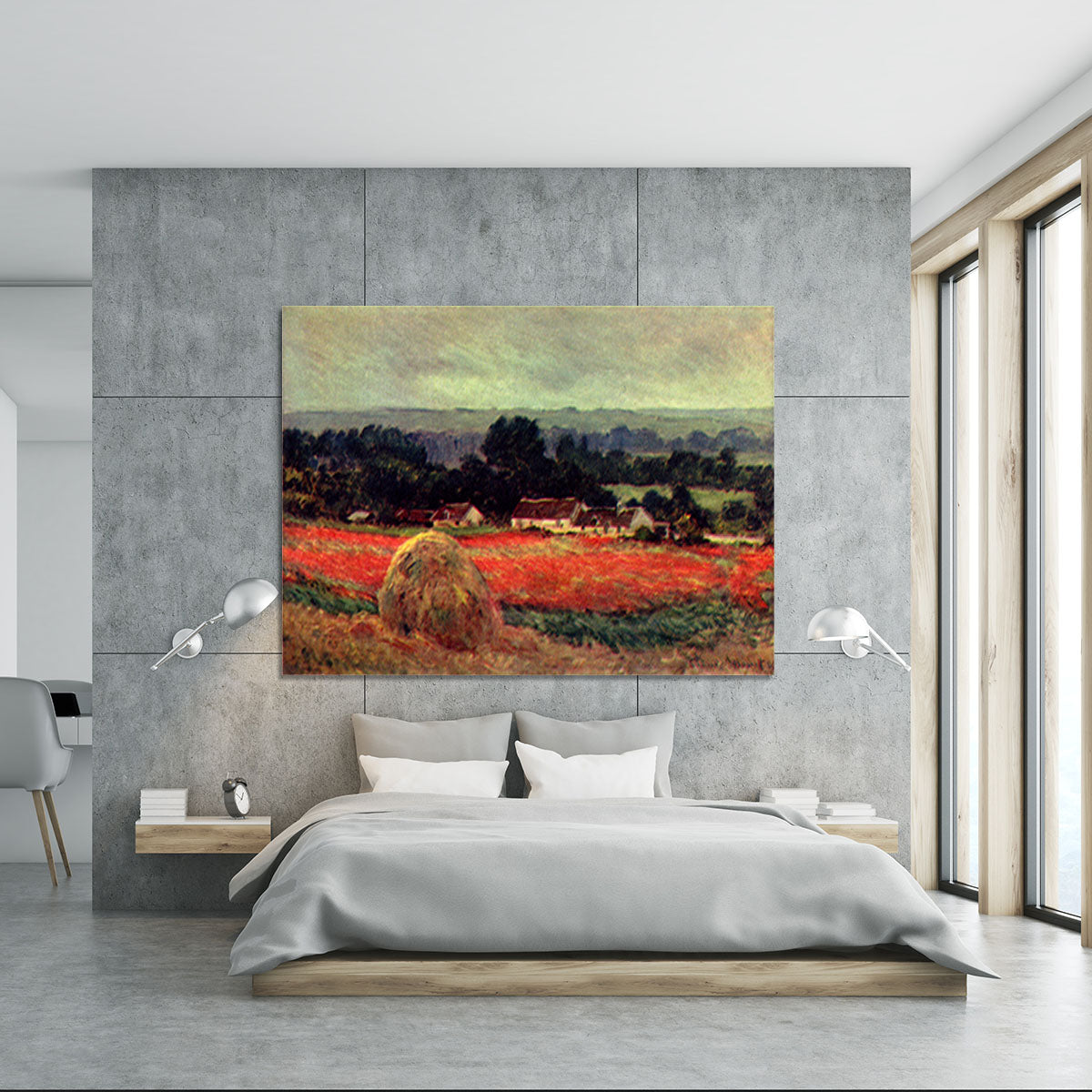 The poppy Blumenfeld The barn by Monet Canvas Print or Poster - Canvas Art Rocks - 5