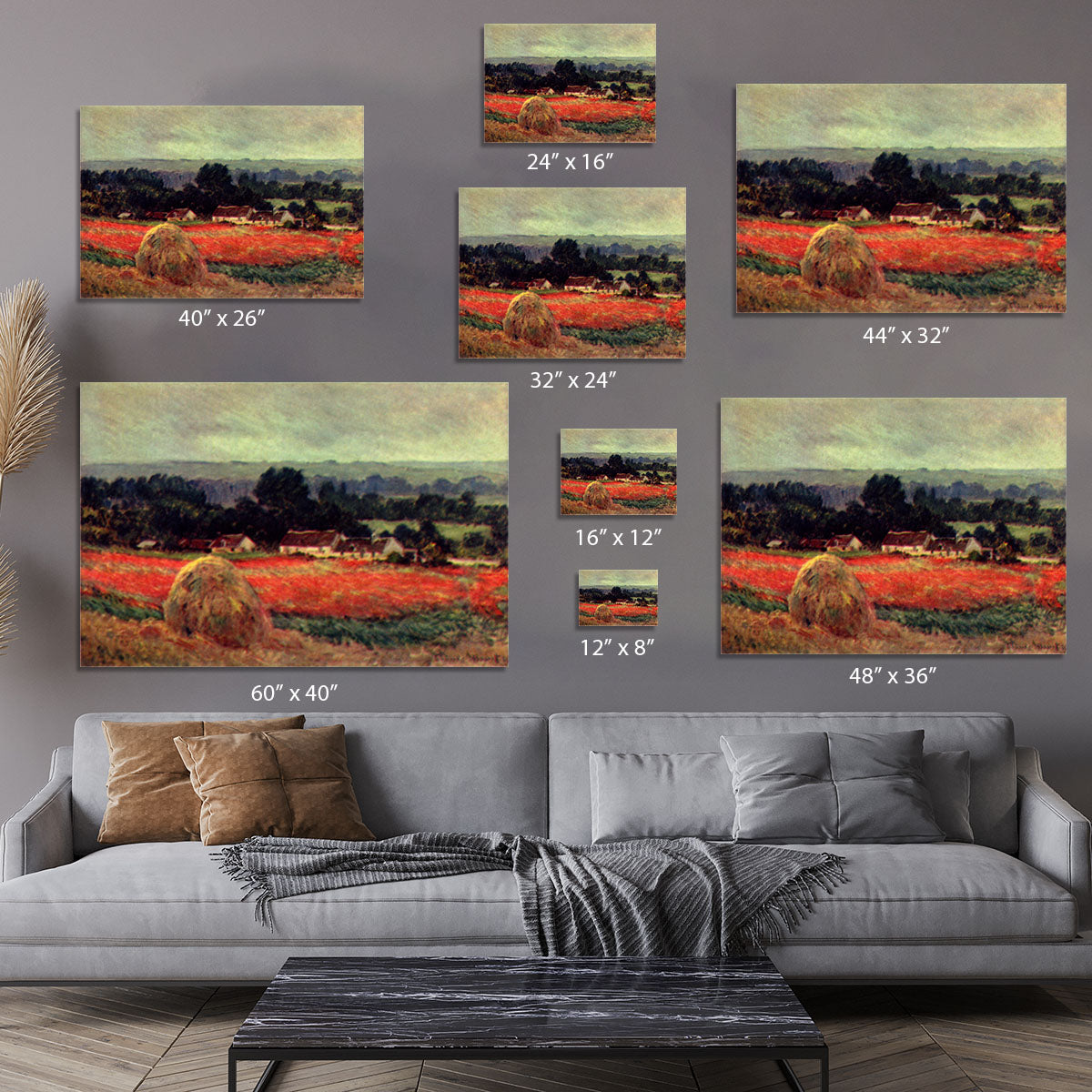 The poppy Blumenfeld The barn by Monet Canvas Print or Poster - Canvas Art Rocks - 7