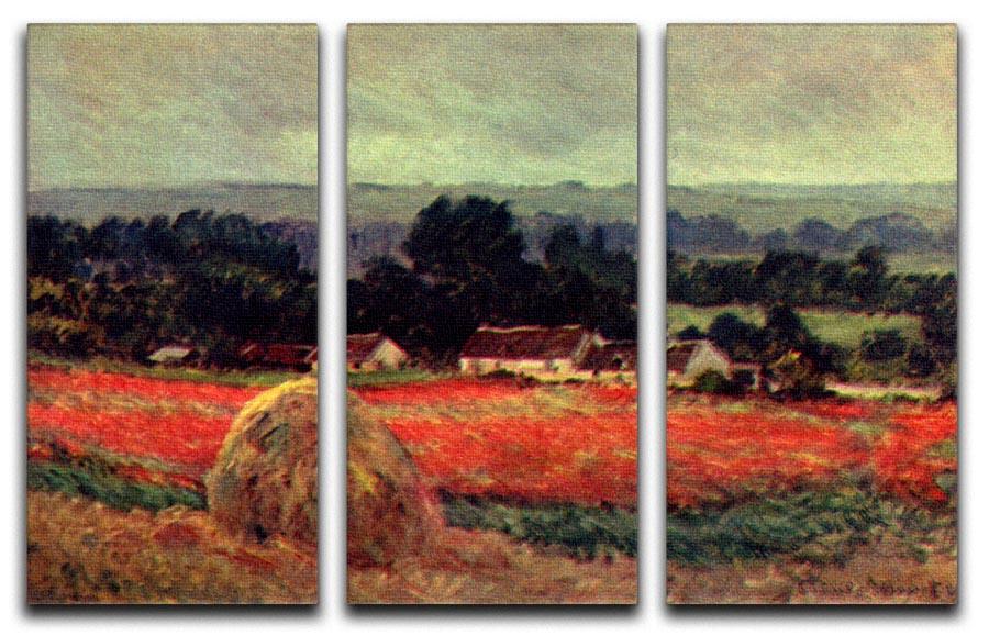 The poppy Blumenfeld The barn by Monet Split Panel Canvas Print - Canvas Art Rocks - 4