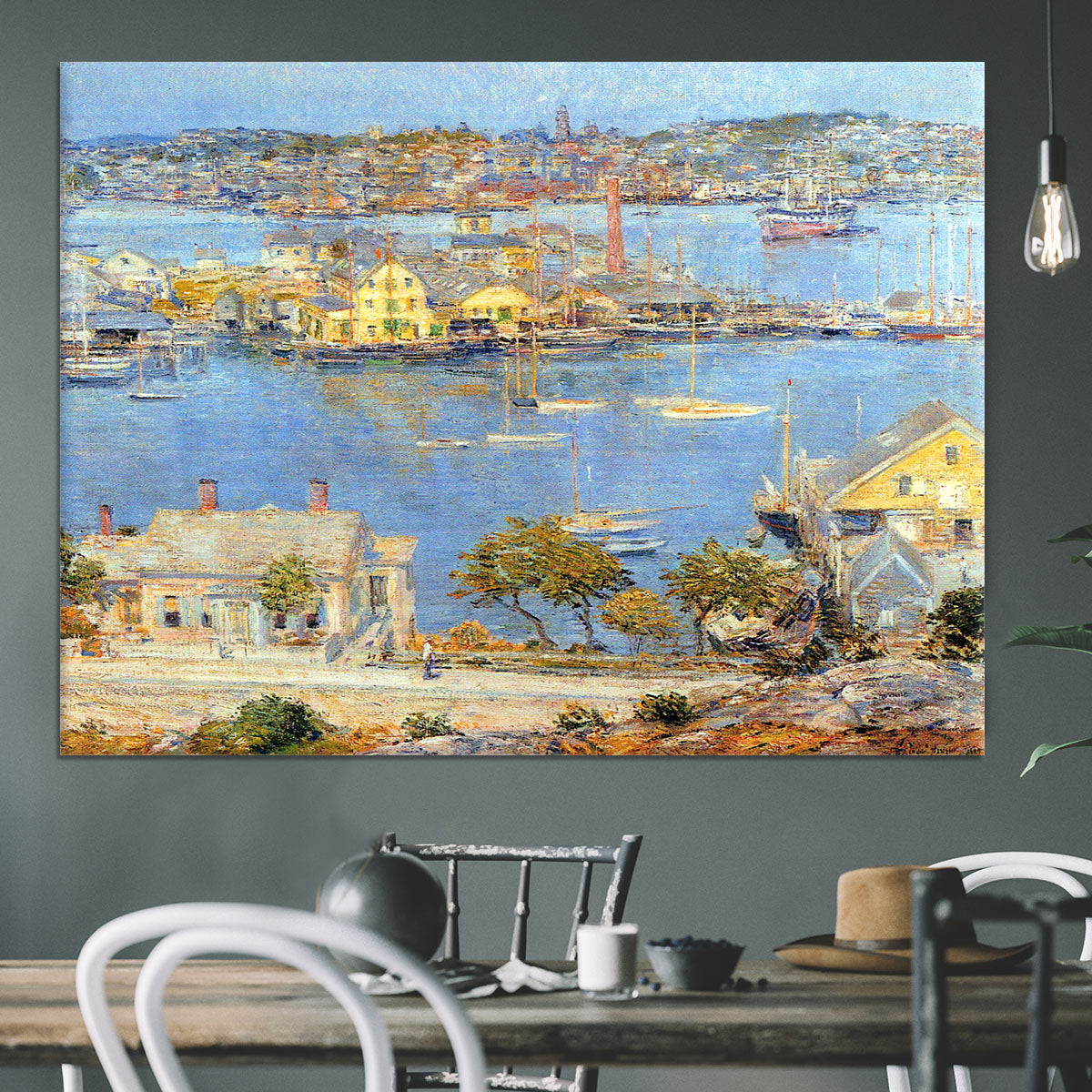 The port of Gloucester 1 by Hassam Canvas Print or Poster - Canvas Art Rocks - 3