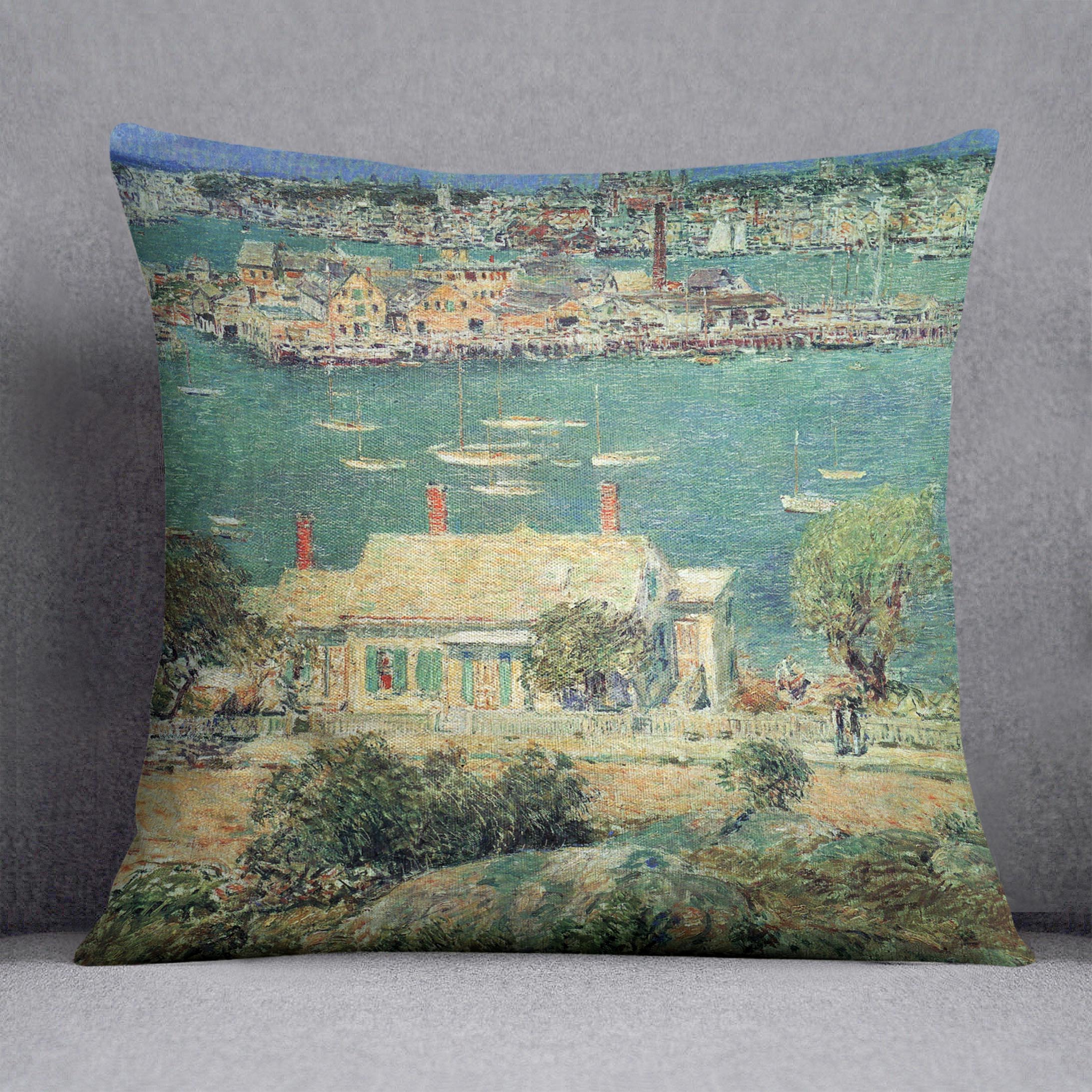 The port of Gloucester 2 by Hassam Cushion - Canvas Art Rocks - 1