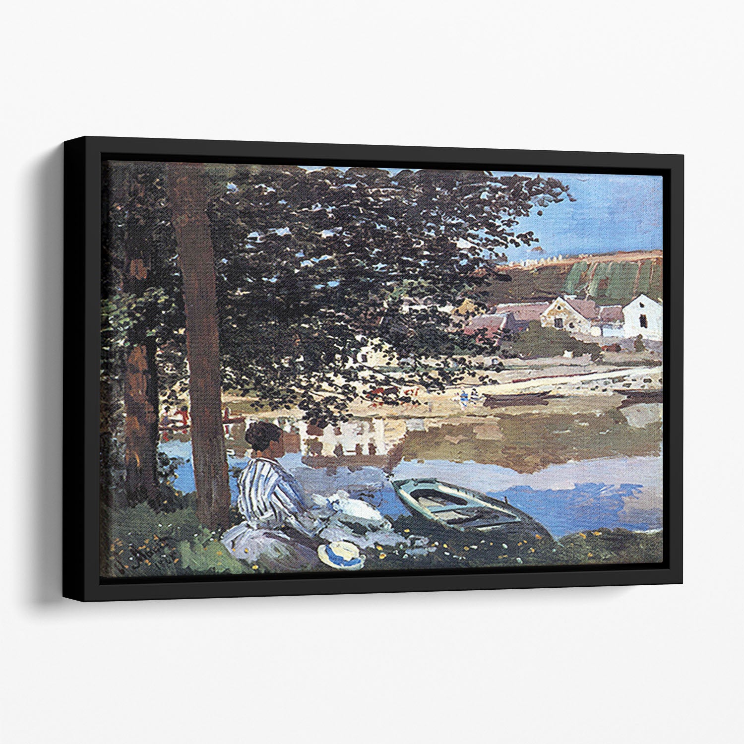 The river has burst its banks by Monet Floating Framed Canvas