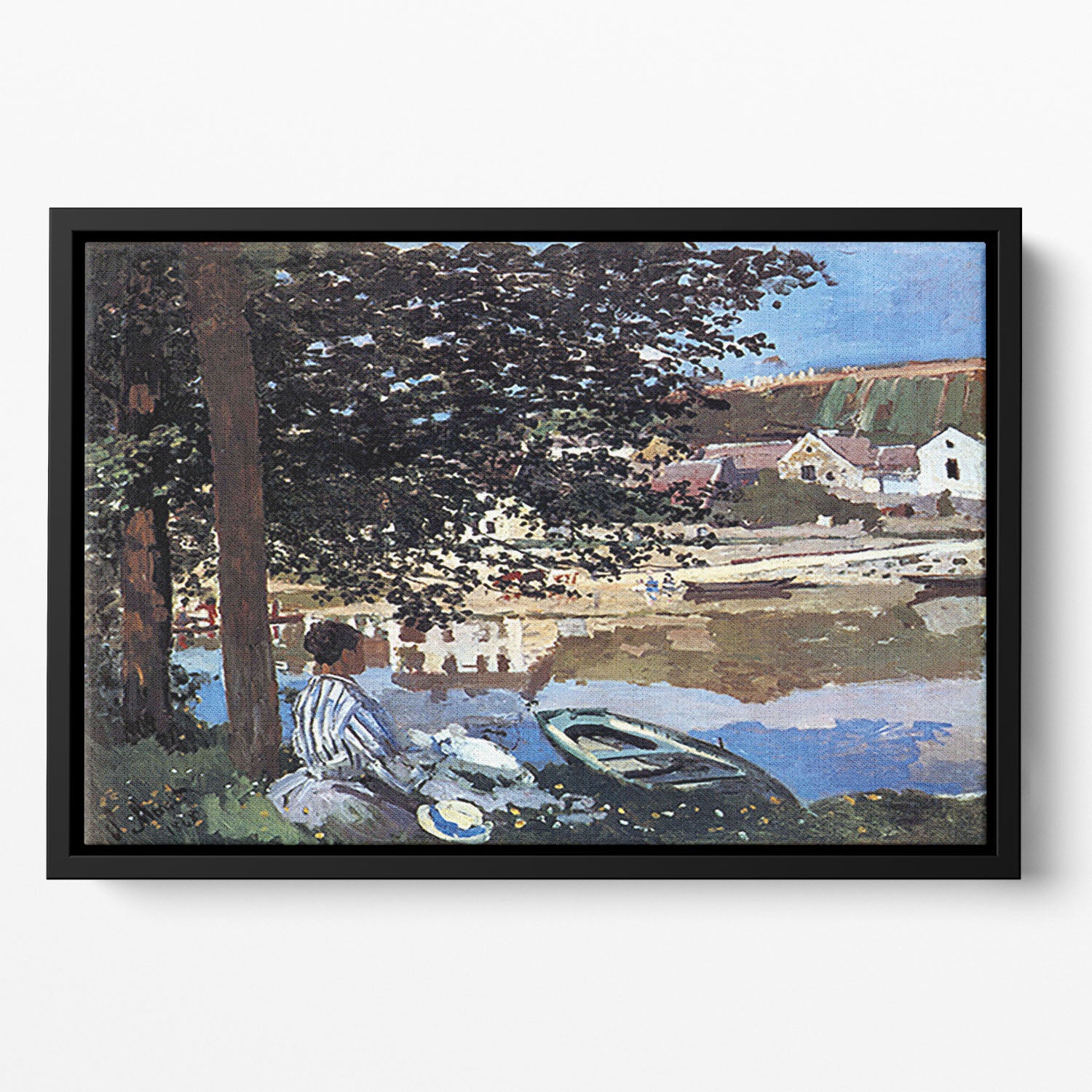 The river has burst its banks by Monet Floating Framed Canvas