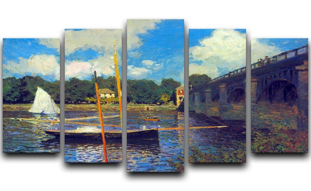 The road bridge Argenteuil by Monet 5 Split Panel Canvas  - Canvas Art Rocks - 1