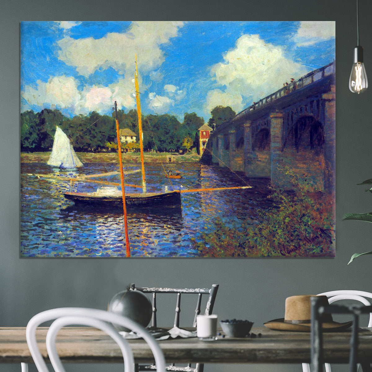 The road bridge Argenteuil by Monet Canvas Print or Poster - Canvas Art Rocks - 3