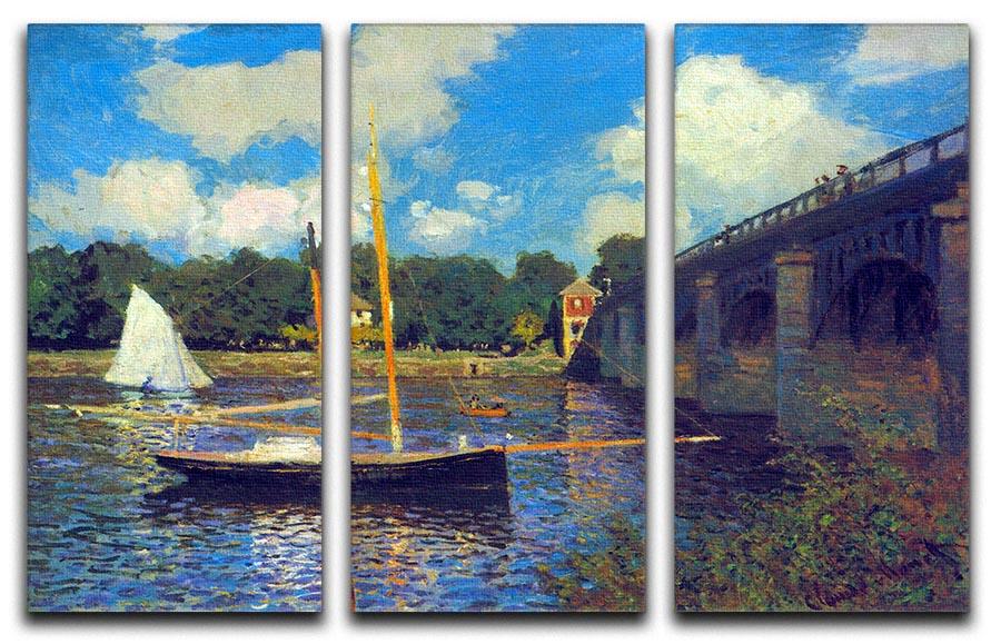 The road bridge Argenteuil by Monet Split Panel Canvas Print - Canvas Art Rocks - 4