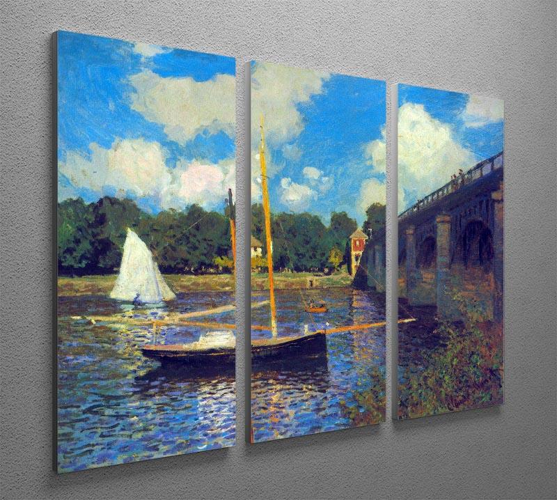 The road bridge Argenteuil by Monet Split Panel Canvas Print - Canvas Art Rocks - 4