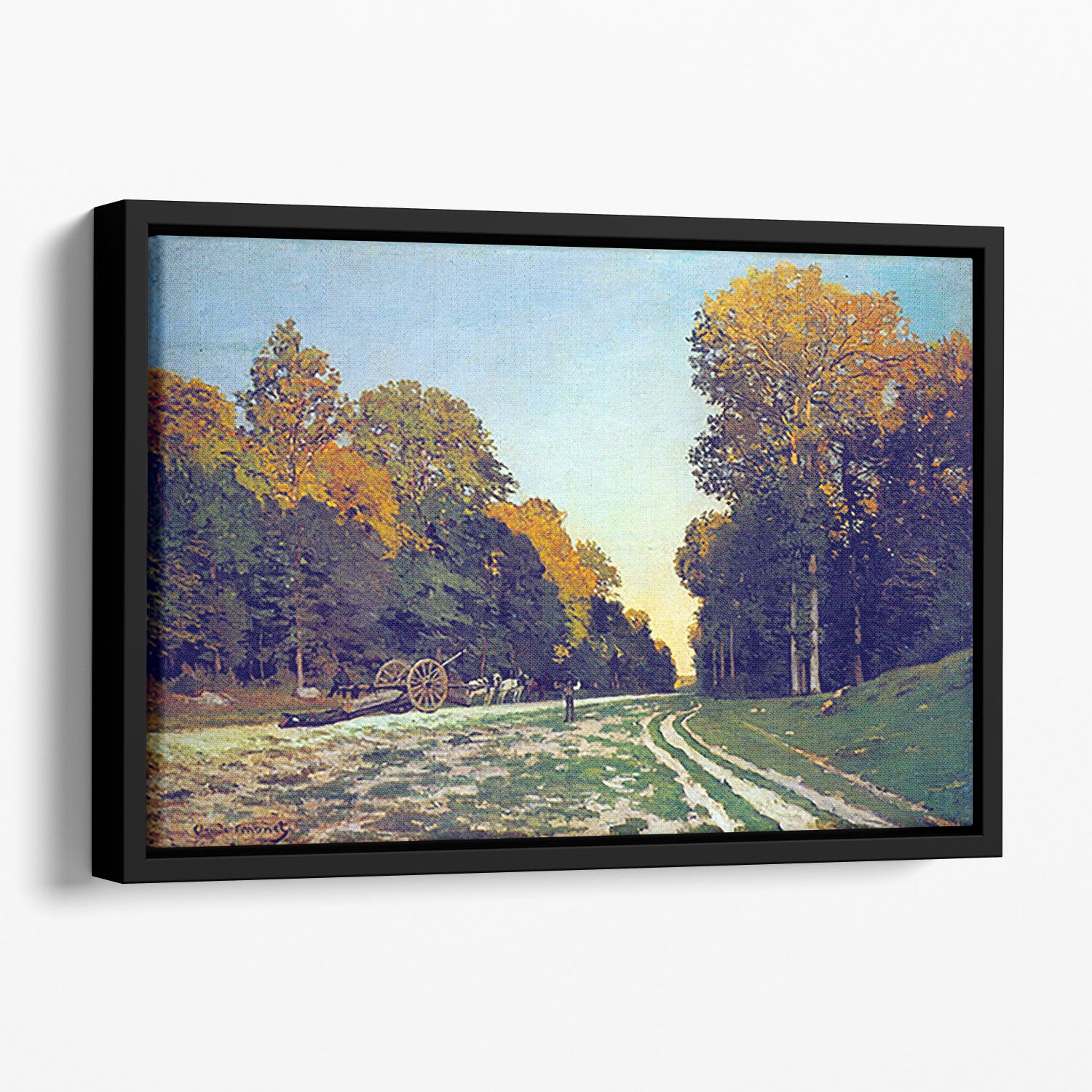 The road from Chailly to Fontainebleau by Monet Floating Framed Canvas