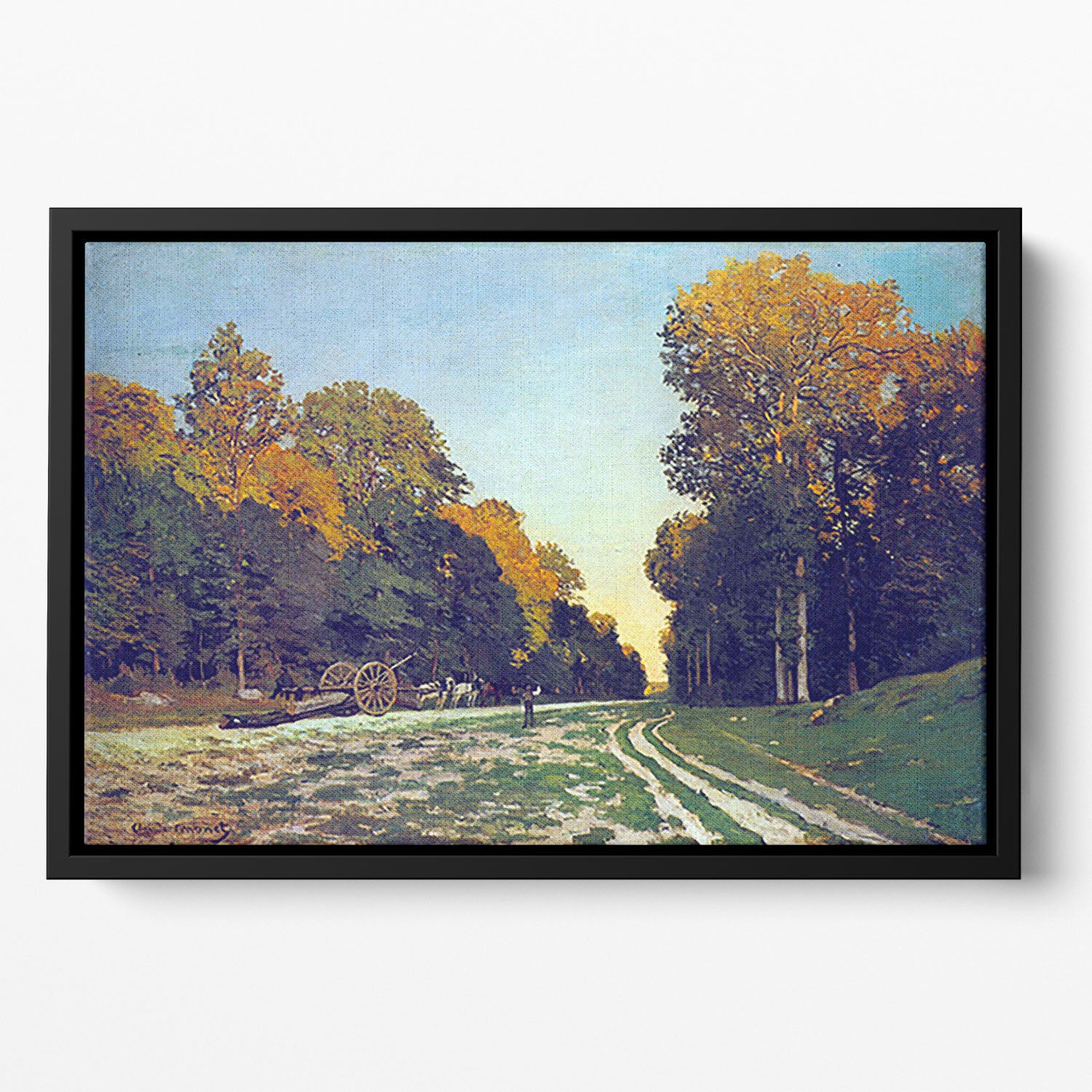 The road from Chailly to Fontainebleau by Monet Floating Framed Canvas