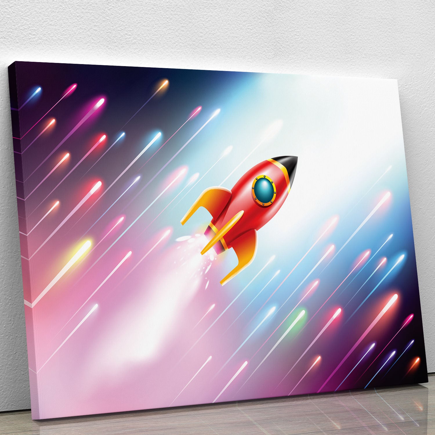 The rocket ship flying in the space Canvas Print or Poster - Canvas Art Rocks - 1