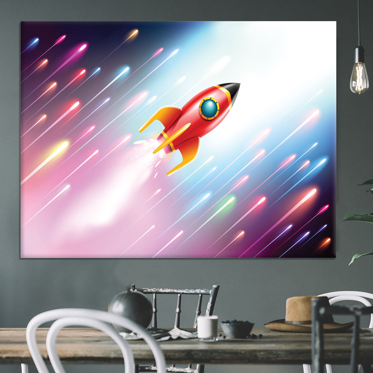 The rocket ship flying in the space Canvas Print or Poster - Canvas Art Rocks - 3