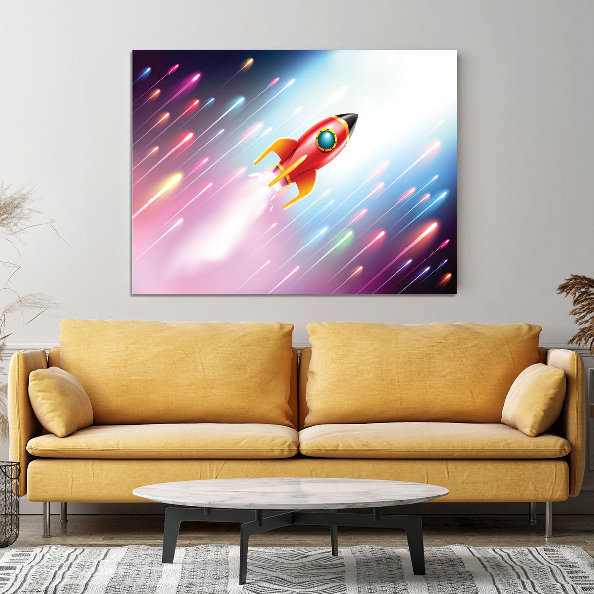 The rocket ship flying in the space Canvas Print or Poster - Canvas Art Rocks - 4