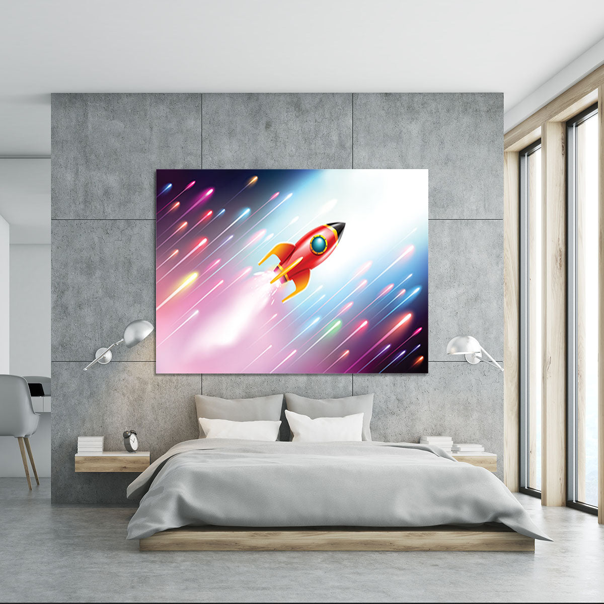 The rocket ship flying in the space Canvas Print or Poster - Canvas Art Rocks - 5