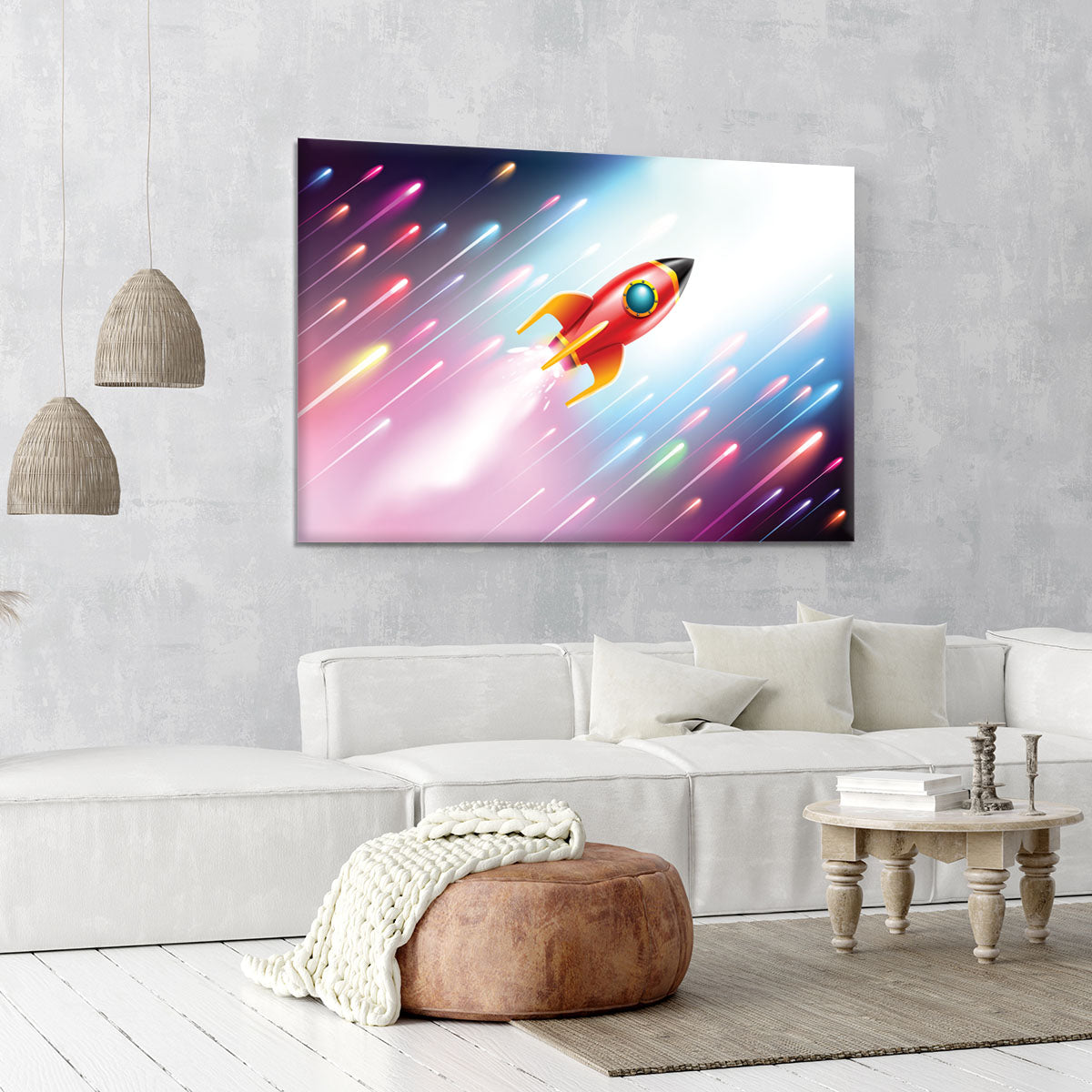 The rocket ship flying in the space Canvas Print or Poster - Canvas Art Rocks - 6