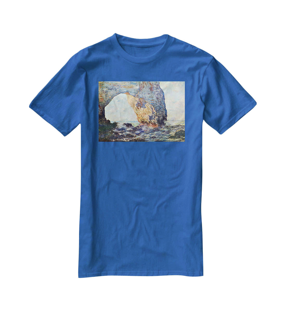The rocky cliffs of etretat La Porte man 1 by Monet T-Shirt - Canvas Art Rocks - 2