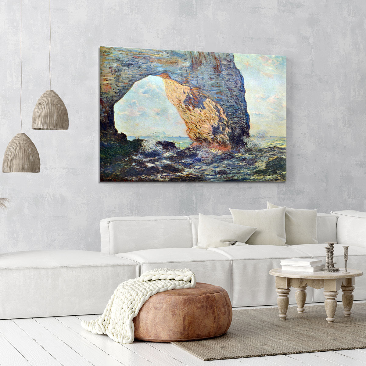 The rocky cliffs of etretat La Porte man 1 by Monet Canvas Print or Poster - Canvas Art Rocks - 6