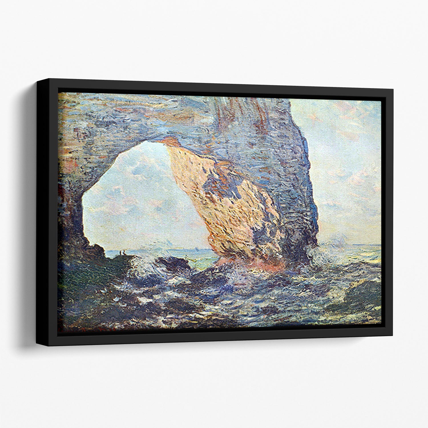 The rocky cliffs of etretat La Porte man 1 by Monet Floating Framed Canvas