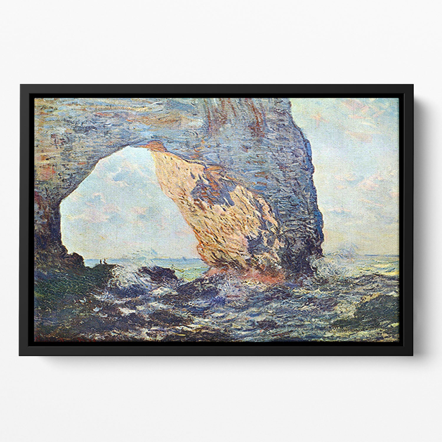 The rocky cliffs of etretat La Porte man 1 by Monet Floating Framed Canvas