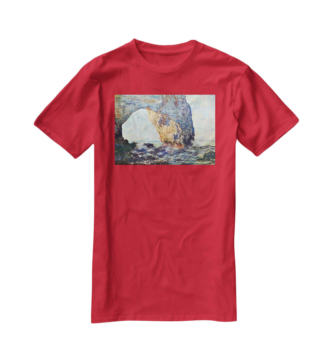 The rocky cliffs of etretat La Porte man 1 by Monet T-Shirt - Canvas Art Rocks - 4