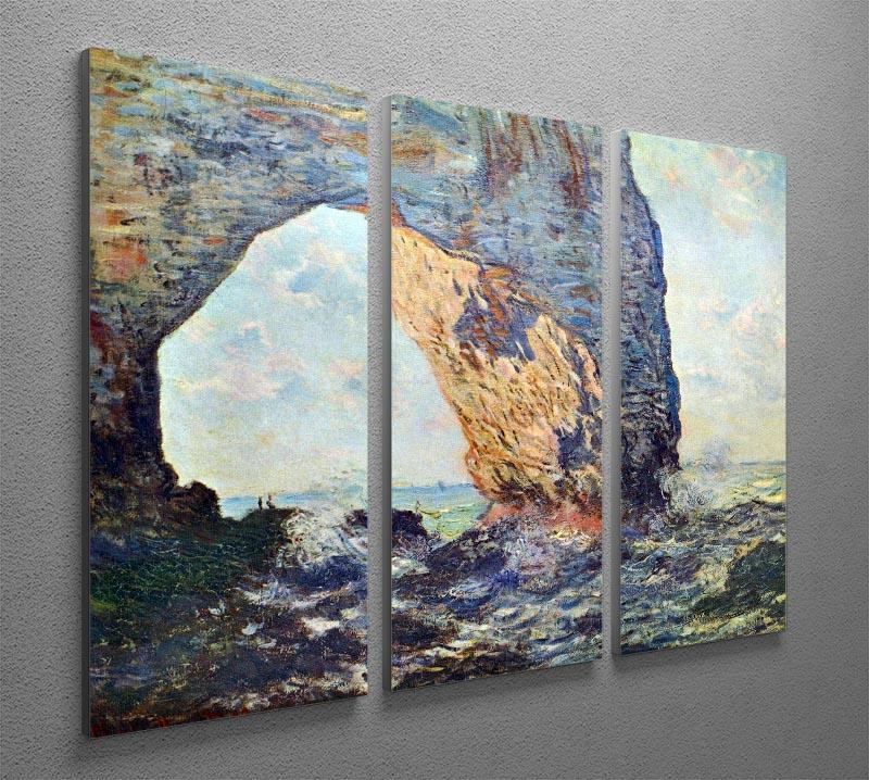 The rocky cliffs of etretat La Porte man 1 by Monet Split Panel Canvas Print - Canvas Art Rocks - 4