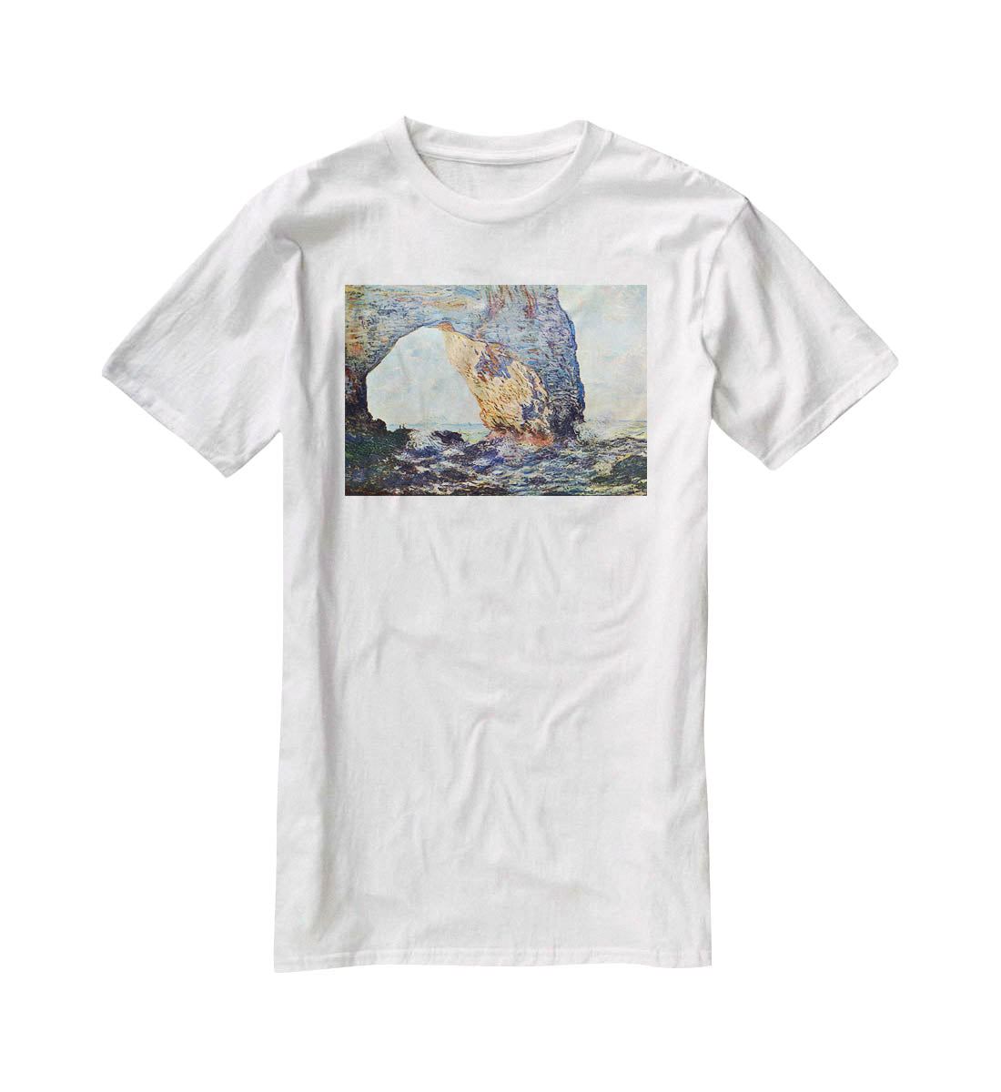The rocky cliffs of etretat La Porte man 1 by Monet T-Shirt - Canvas Art Rocks - 5