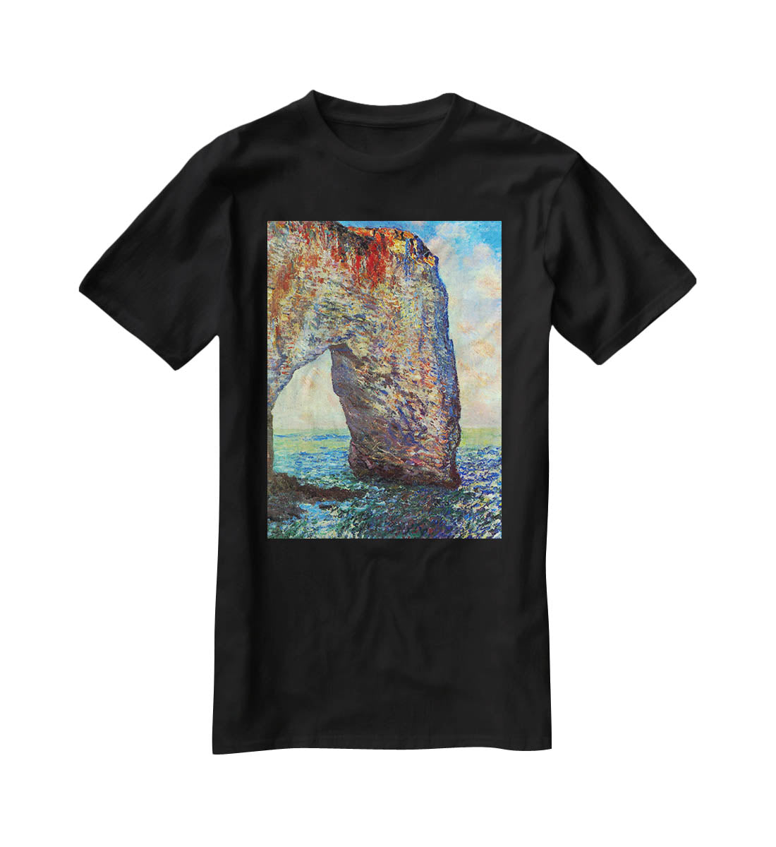 The rocky cliffs of etretat La Porte man 2 T-Shirt - Canvas Art Rocks - 1