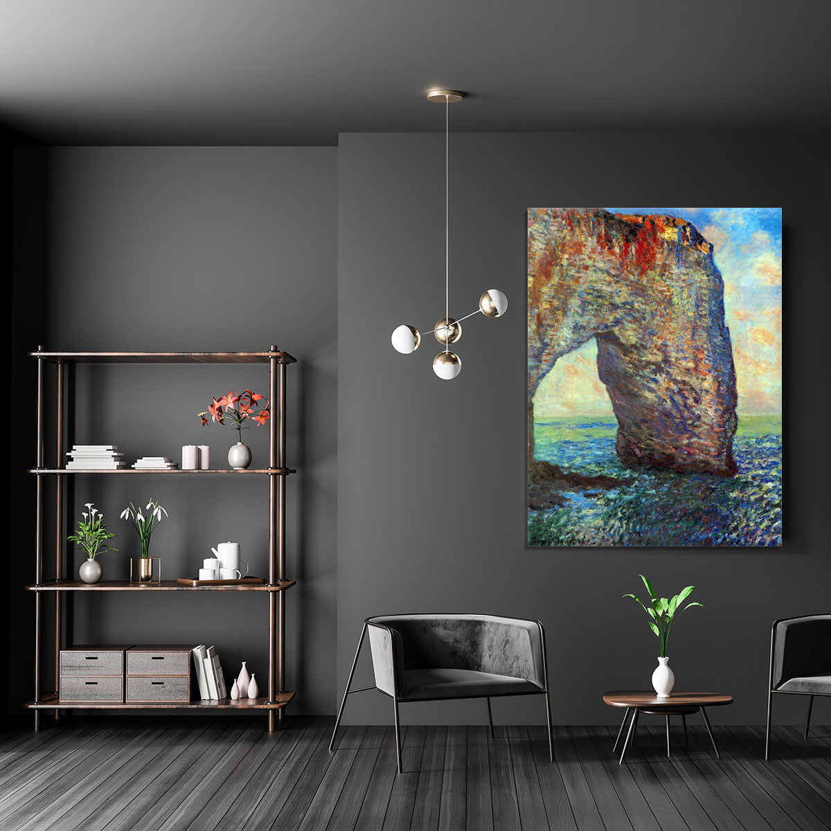 The rocky cliffs of etretat La Porte man 2 Canvas Print or Poster - Canvas Art Rocks - 5