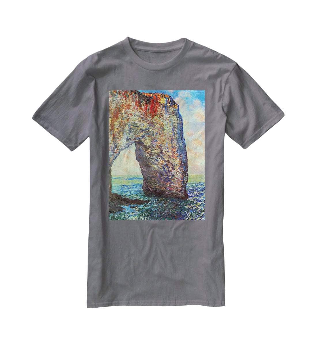 The rocky cliffs of etretat La Porte man 2 T-Shirt - Canvas Art Rocks - 3