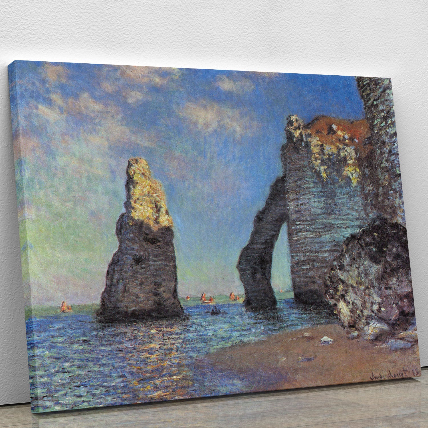 The rocky cliffs of etretat by Monet Canvas Print or Poster - Canvas Art Rocks - 1