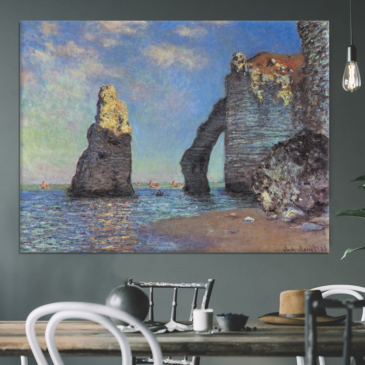 The rocky cliffs of etretat by Monet Canvas Print or Poster - Canvas Art Rocks - 3