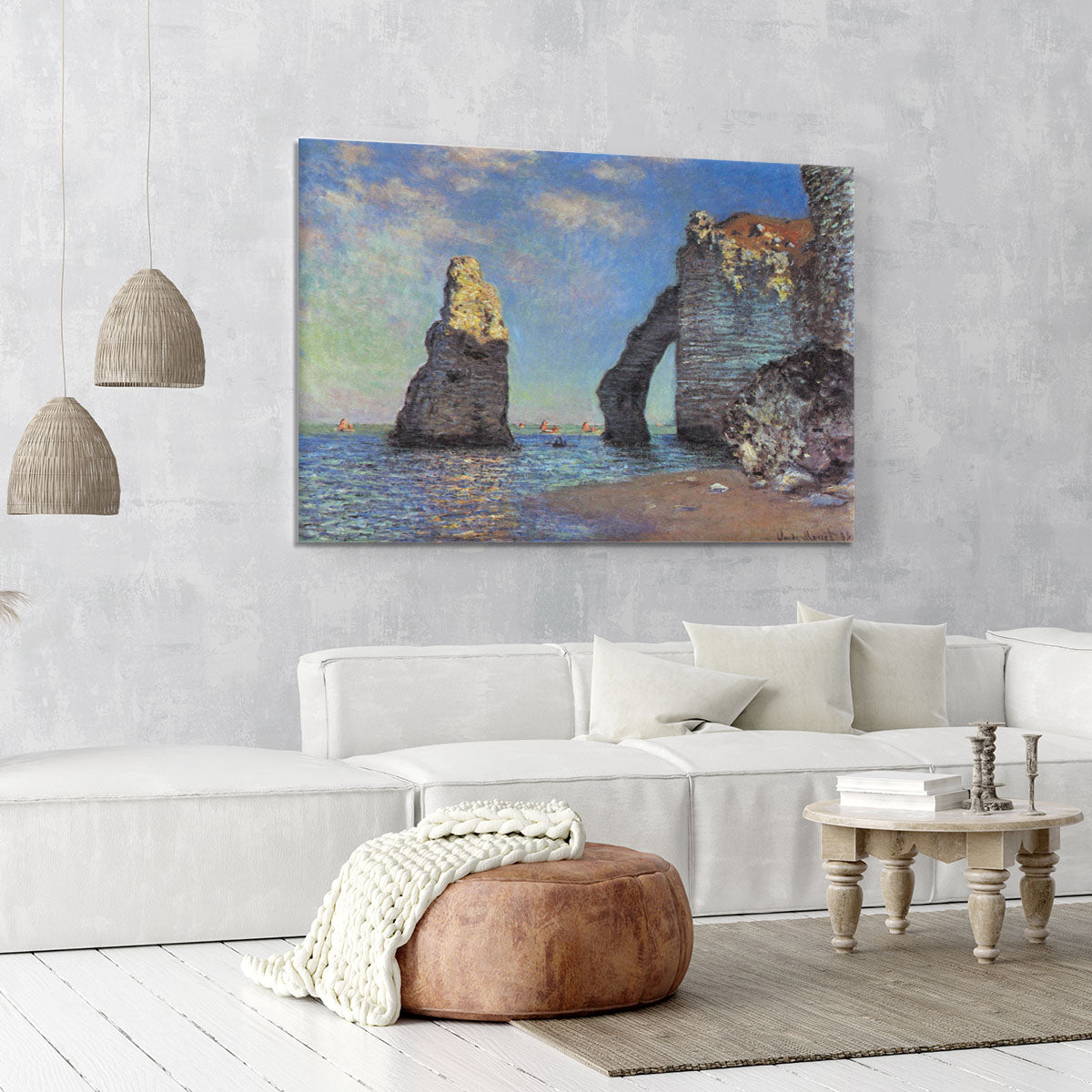 The rocky cliffs of etretat by Monet Canvas Print or Poster - Canvas Art Rocks - 6