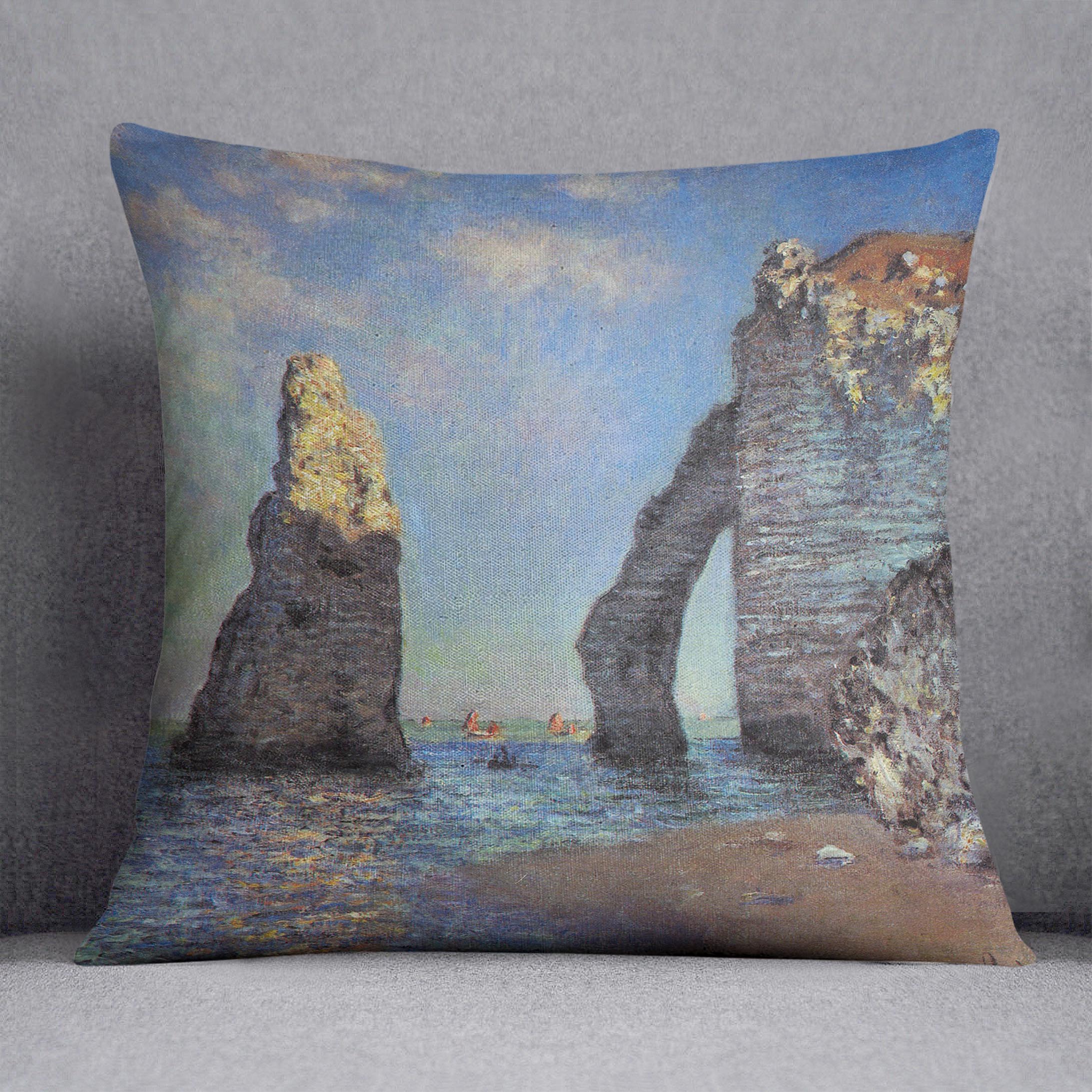 The rocky cliffs of etretat by Monet Cushion