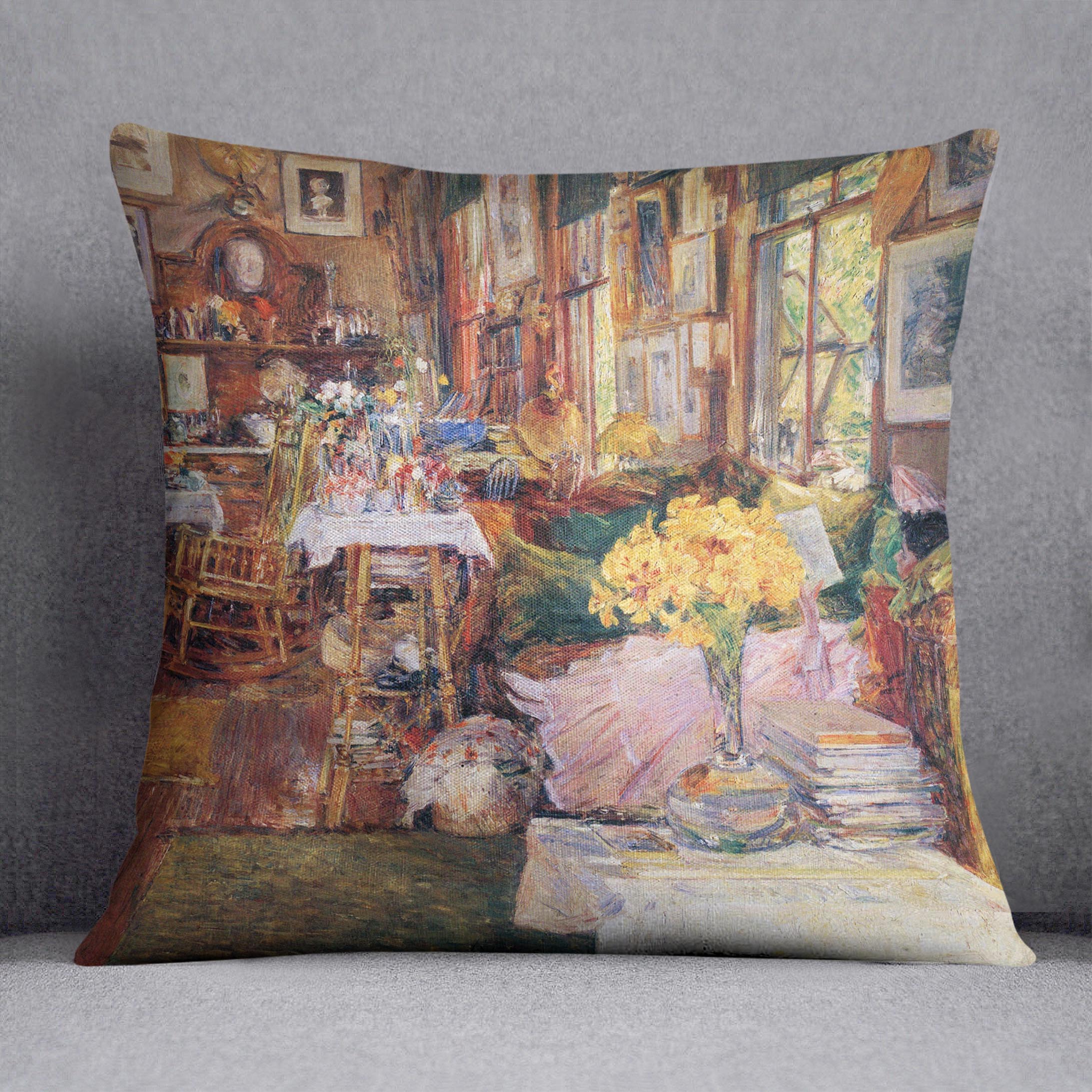 The room of flowers by Hassam Cushion - Canvas Art Rocks - 1