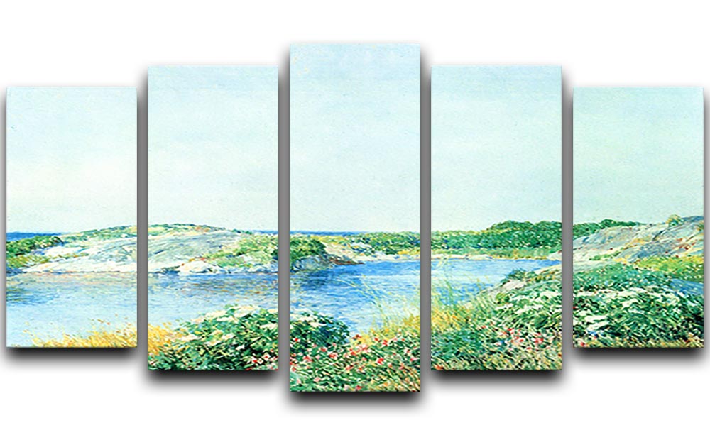 The small pond by Hassam 5 Split Panel Canvas - Canvas Art Rocks - 1