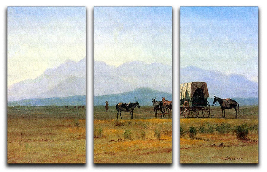 The stagecoach in the Rockies by Bierstadt 3 Split Panel Canvas Print - Canvas Art Rocks - 1