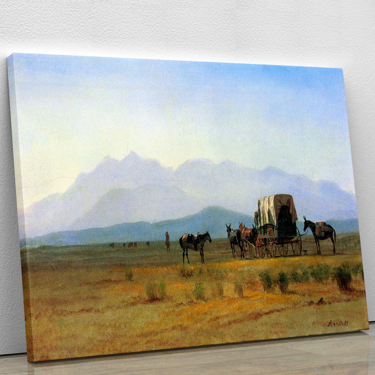 The stagecoach in the Rockies by Bierstadt Canvas Print or Poster - Canvas Art Rocks - 1