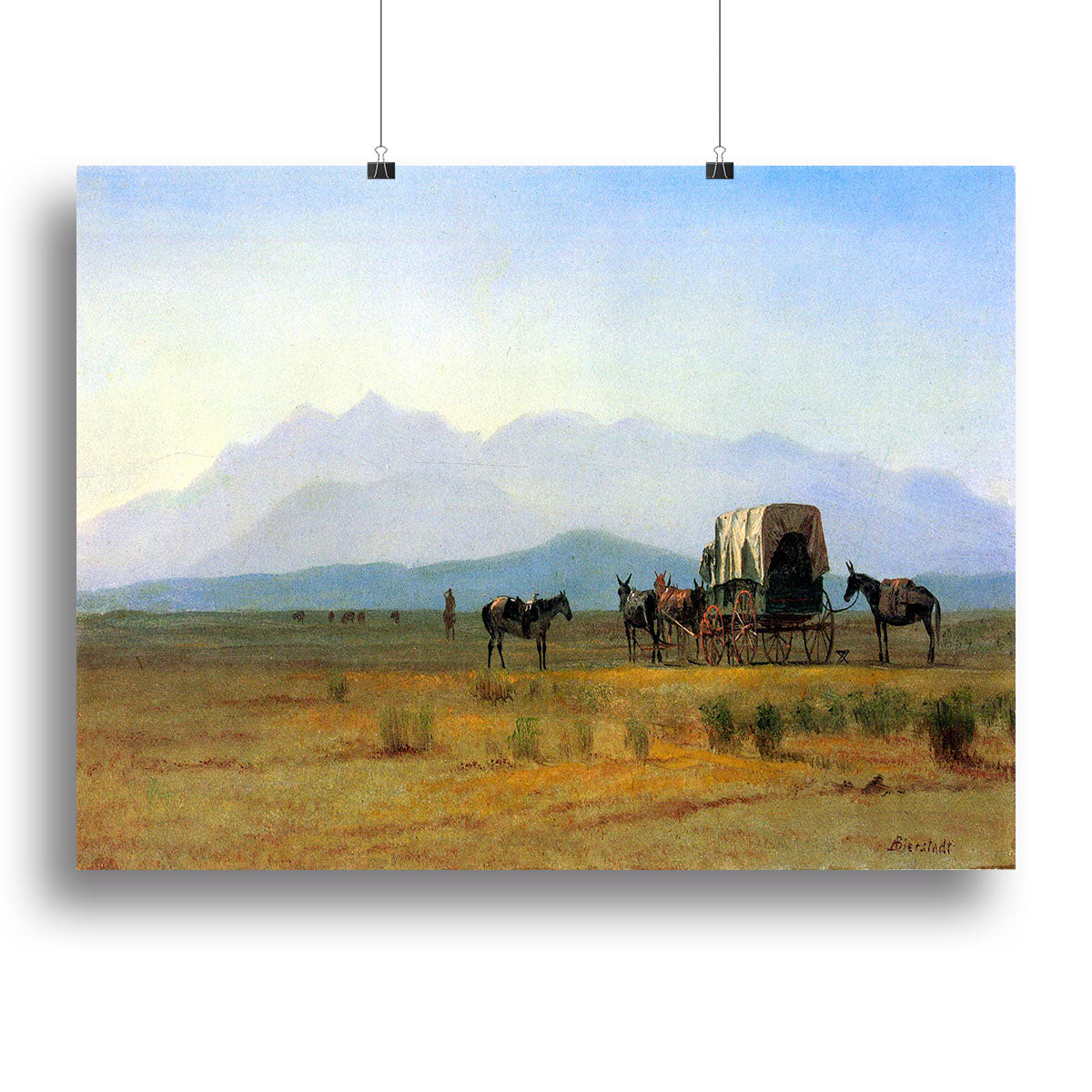 The stagecoach in the Rockies by Bierstadt Canvas Print or Poster - Canvas Art Rocks - 2