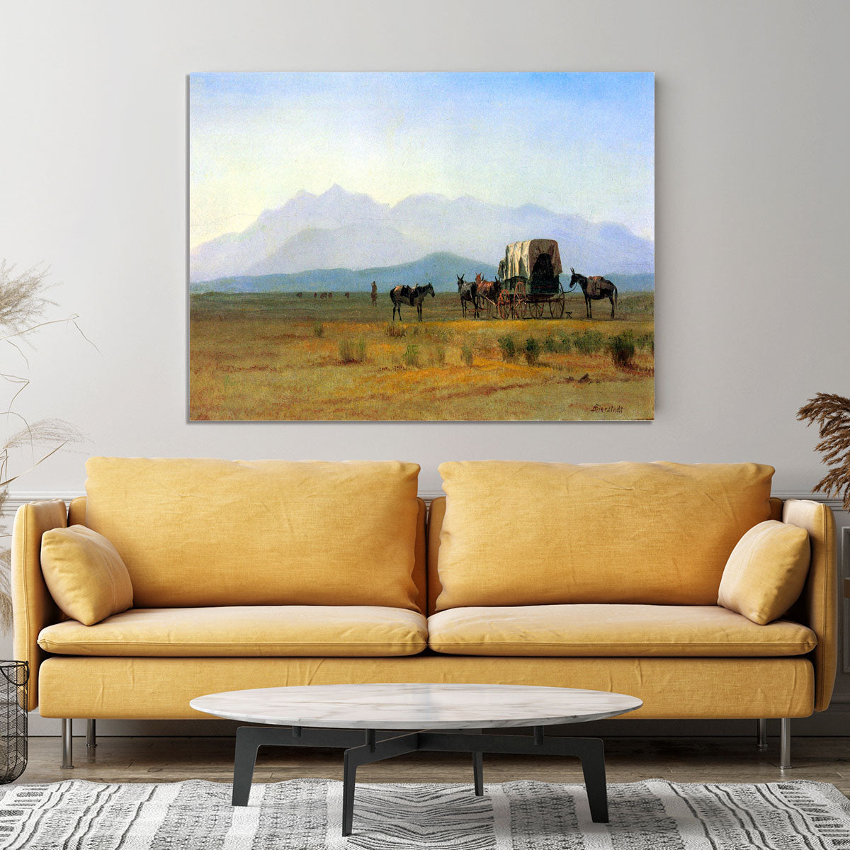 The stagecoach in the Rockies by Bierstadt Canvas Print or Poster - Canvas Art Rocks - 4