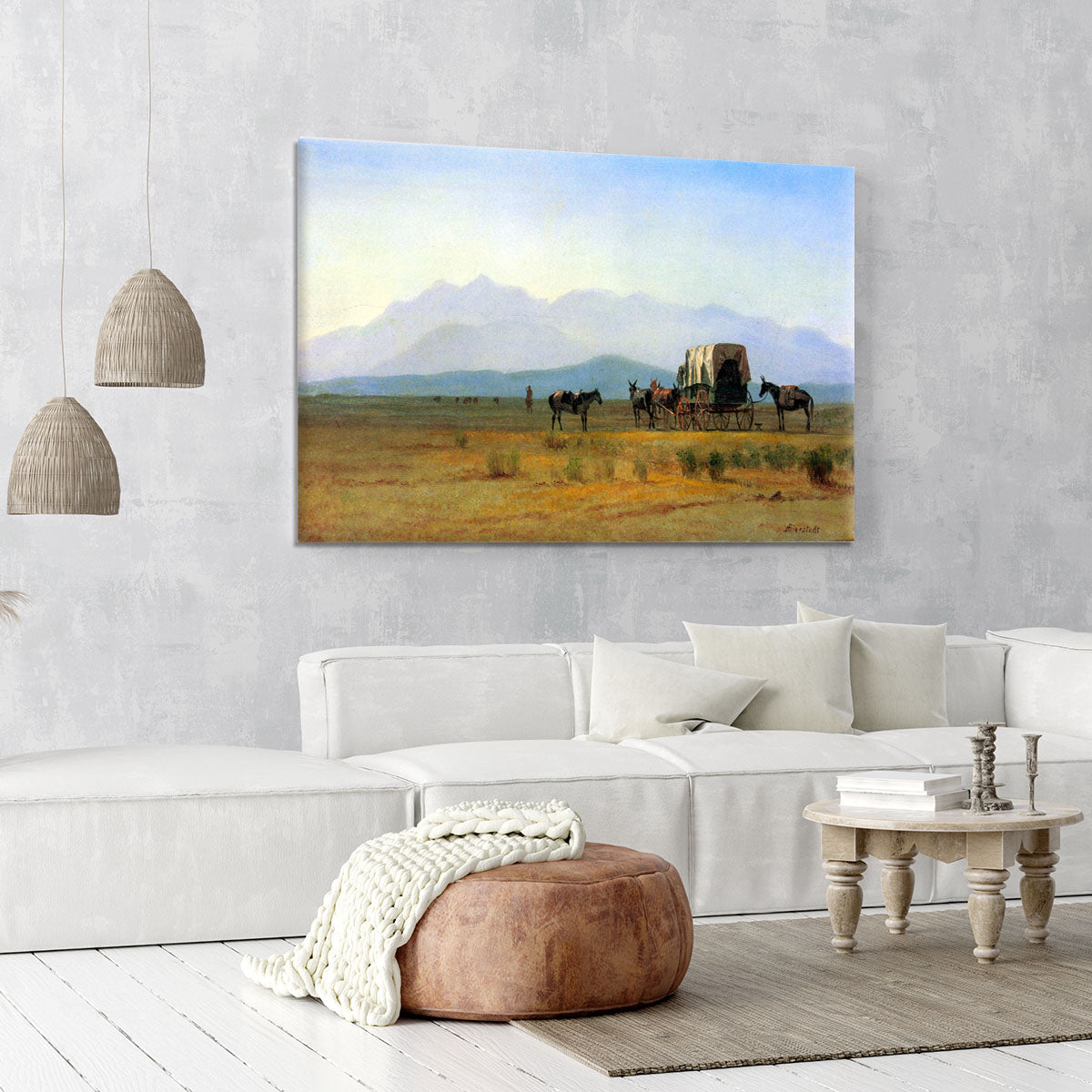The stagecoach in the Rockies by Bierstadt Canvas Print or Poster - Canvas Art Rocks - 6