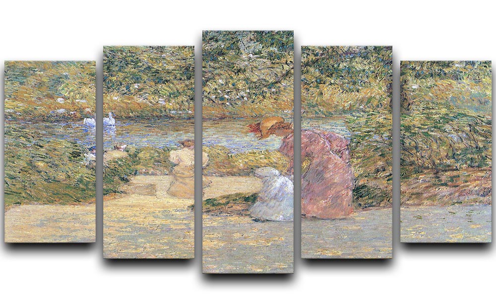 The staircase at Central Park by Hassam 5 Split Panel Canvas - Canvas Art Rocks - 1