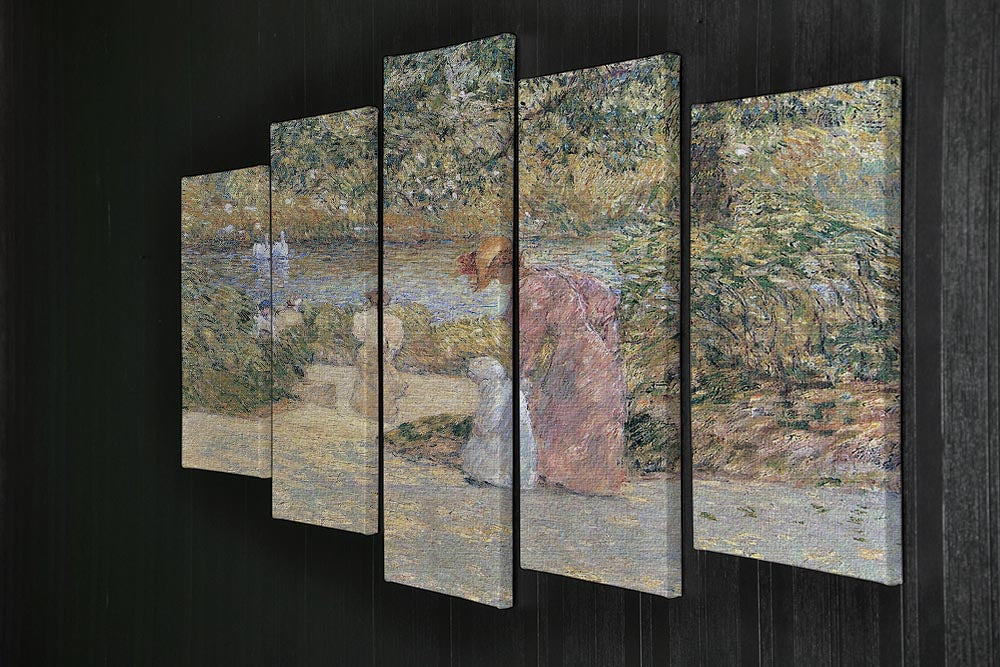 The staircase at Central Park by Hassam 5 Split Panel Canvas - Canvas Art Rocks - 2