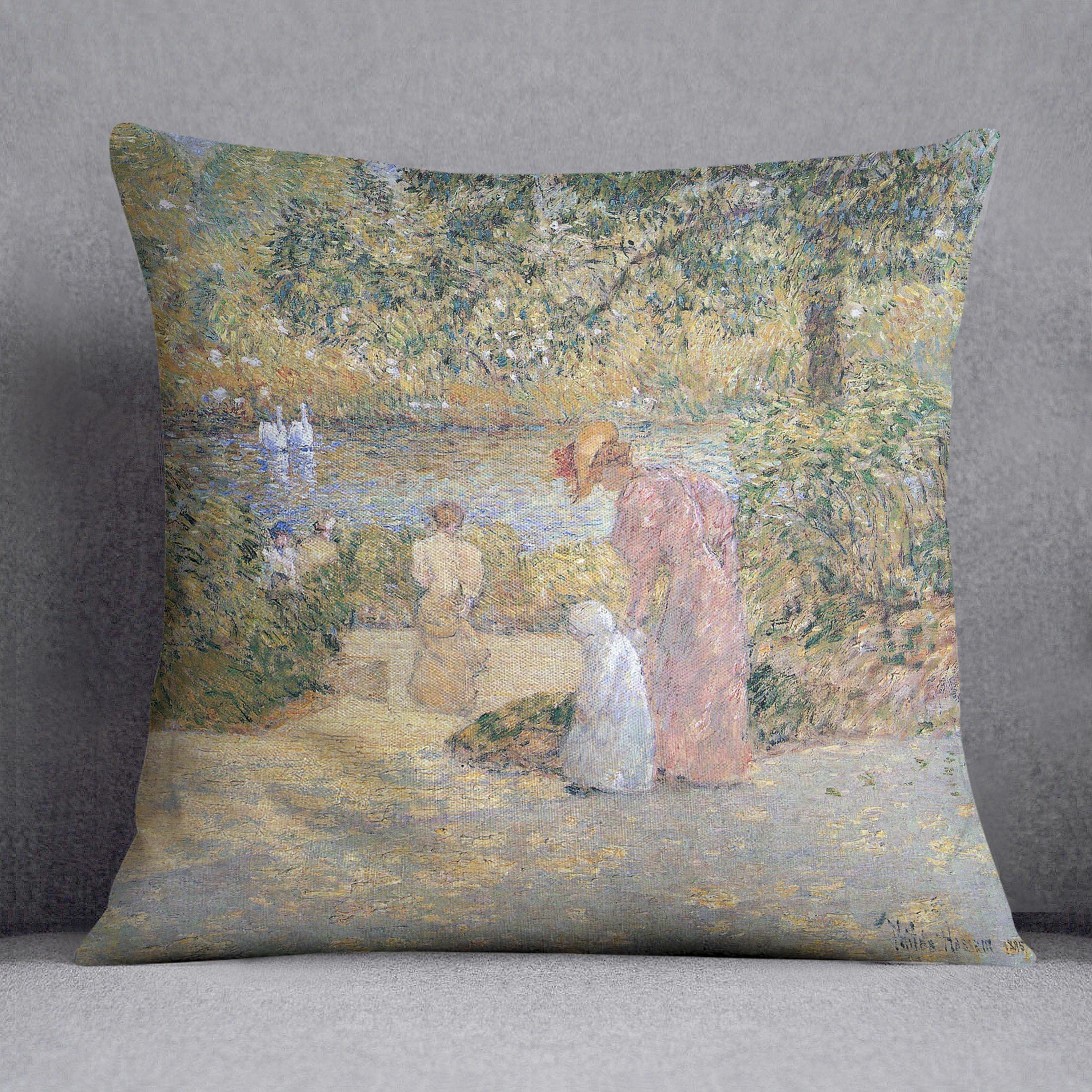 The staircase at Central Park by Hassam Cushion - Canvas Art Rocks - 1